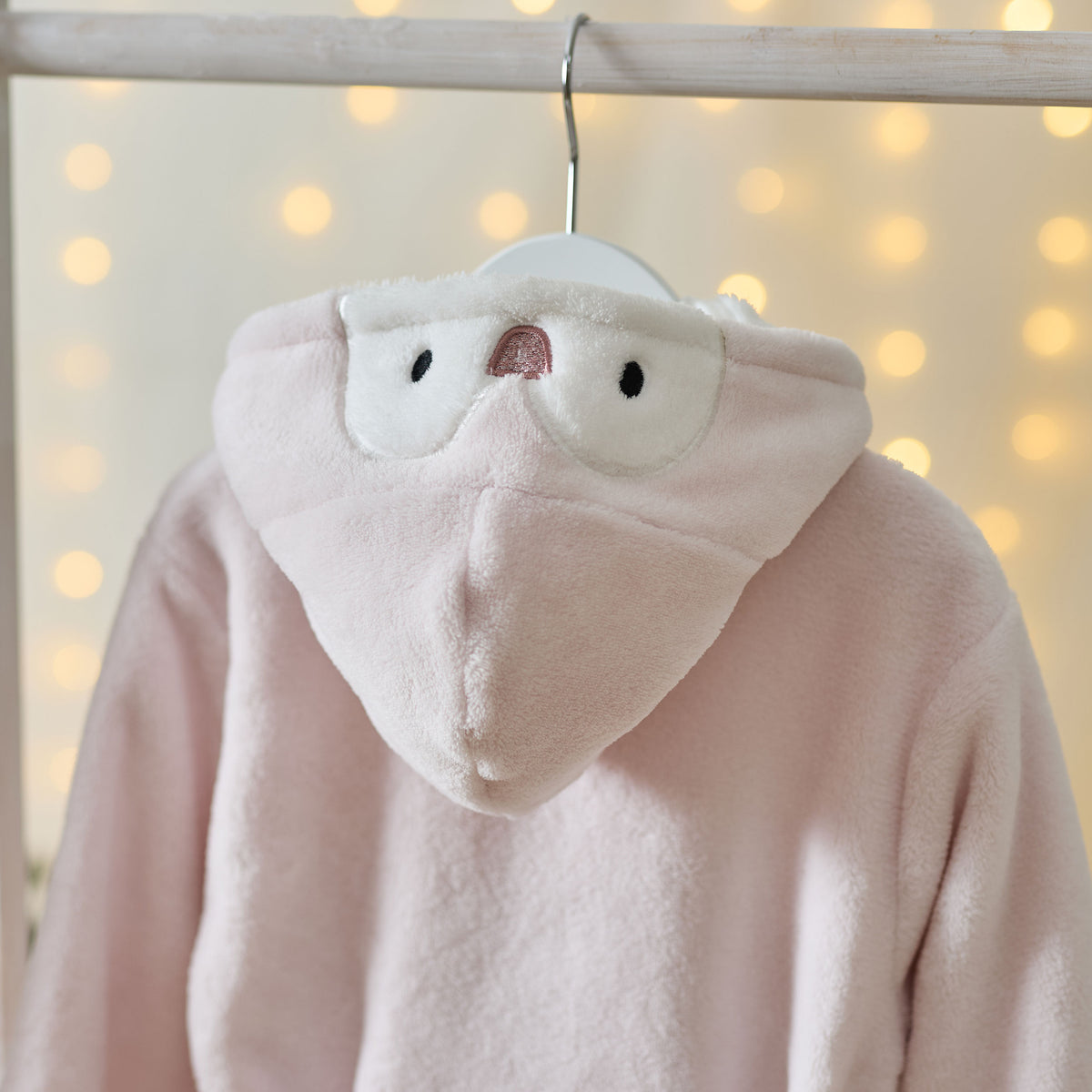 Personalised Pink Penguin Fleece Robe