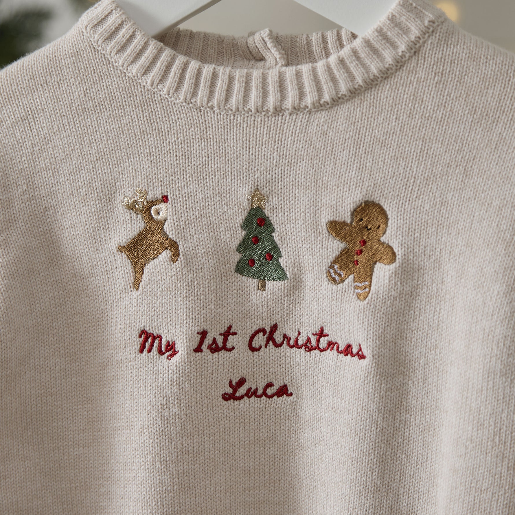 Personalised My 1st Christmas Oatmeal Jumper