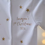 Personalised My 1st Christmas Gold Star Sleepsuit