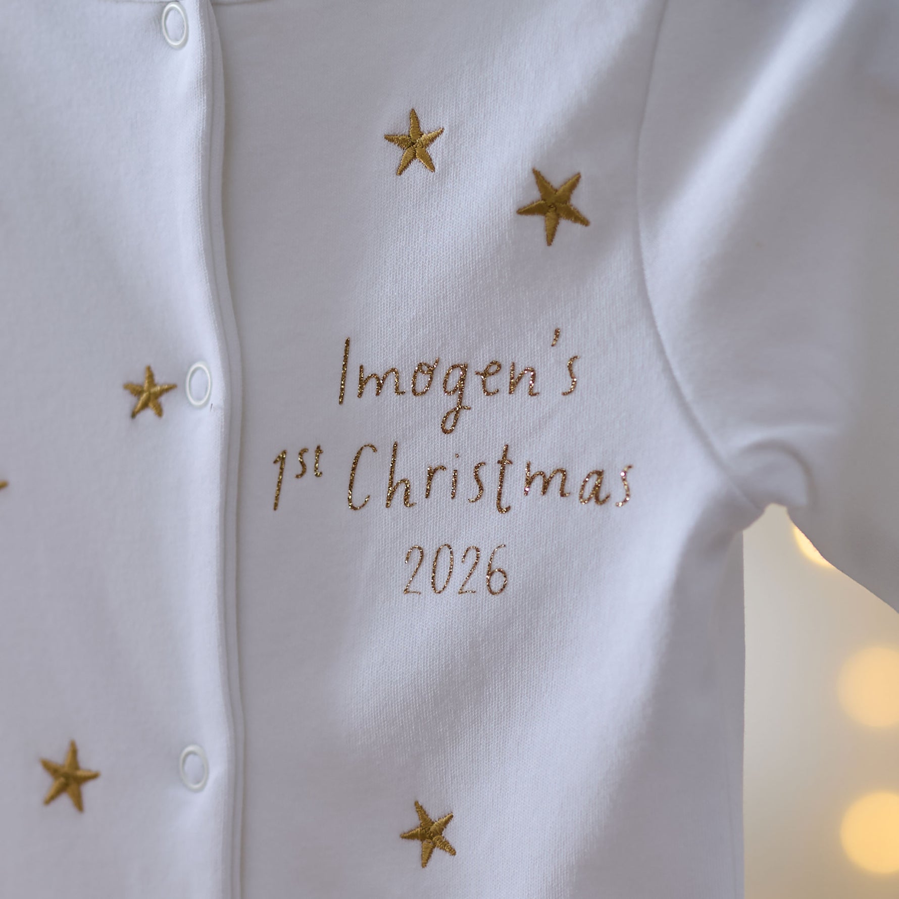 Personalised My 1st Christmas Gold Star Sleepsuit