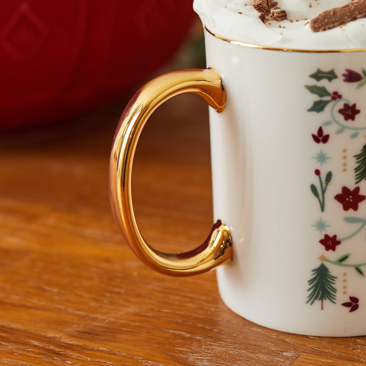 Personalised Traditional Christmas Gold Rim Mug
