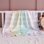 Personalized Rainbow Stripe Print Name Fleece Blanket