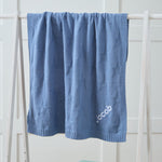 Personalized Wave Blue Jacquard Star Baby Blanket