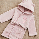 Personalized Born in 2026 Pink Fleece Robe with Ears