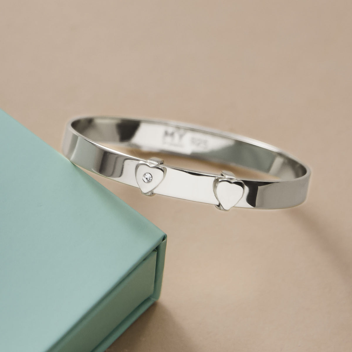 Personalised Platinum Plated Silver Baby Keepsake Bangle