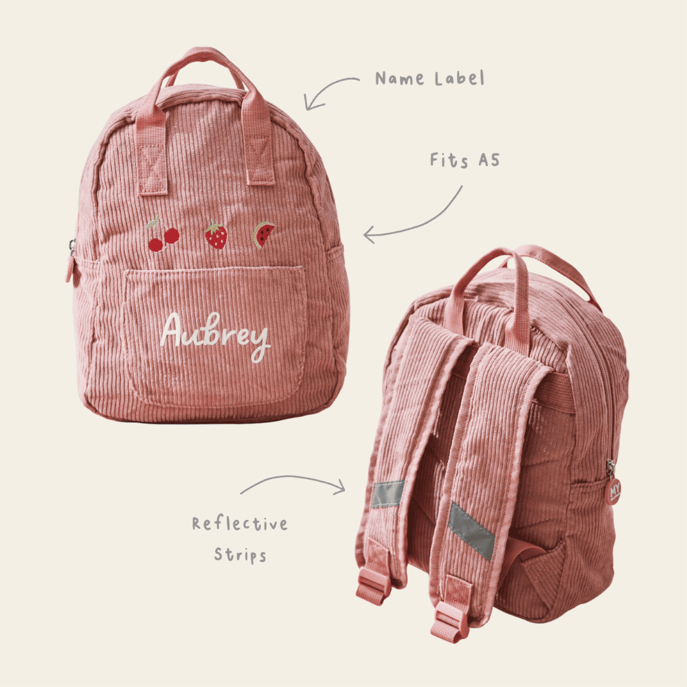 Fruit Design Pink Cord Mini Backpack