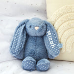 Personalised Wave Blue Bunny Soft Toy - Embroidered