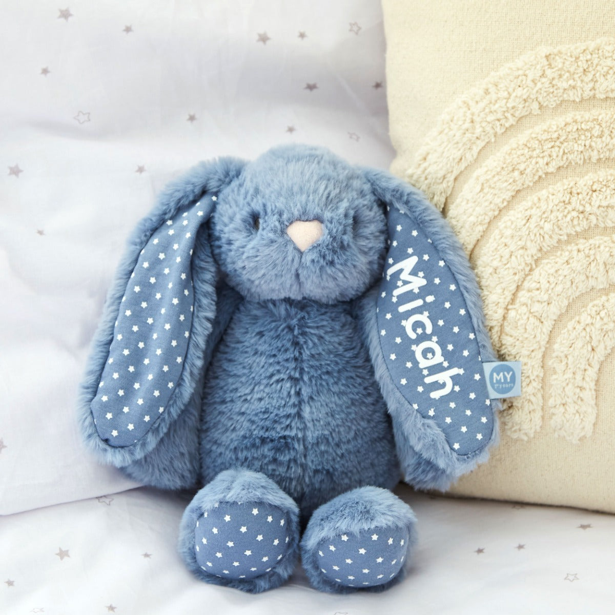 Personalised Wave Blue Bunny Soft Toy - Embroidered