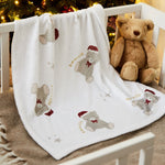 Personalized Christmas Teddy Bear Fleece Blanket