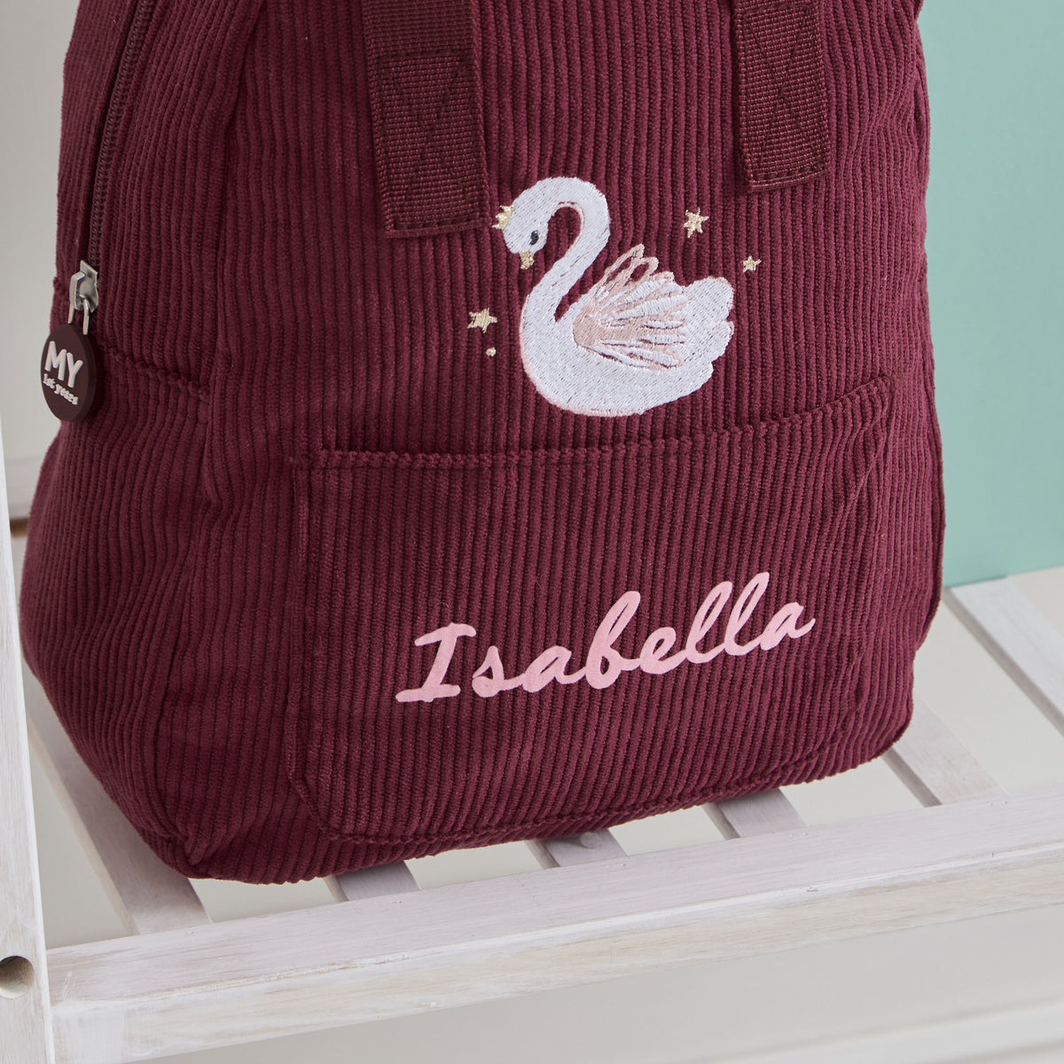 Personalised Swan Berry Mini Cord Backpack