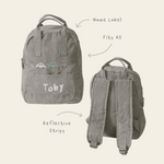 Personalised 3 Cars Embroidered Grey Cord Backpack