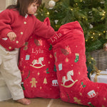 Personalised Embroidery Detailed Christmas Sack and Stocking Gift Set
