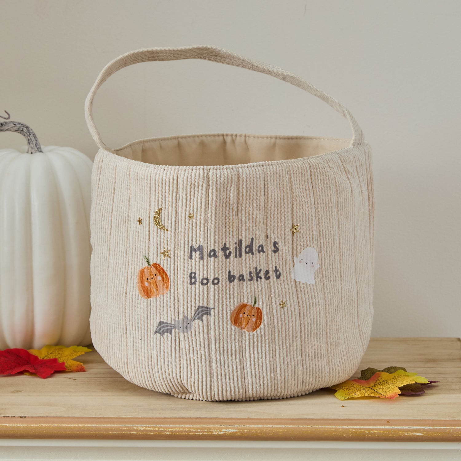 Personalised Halloween Small Cord Boo Basket