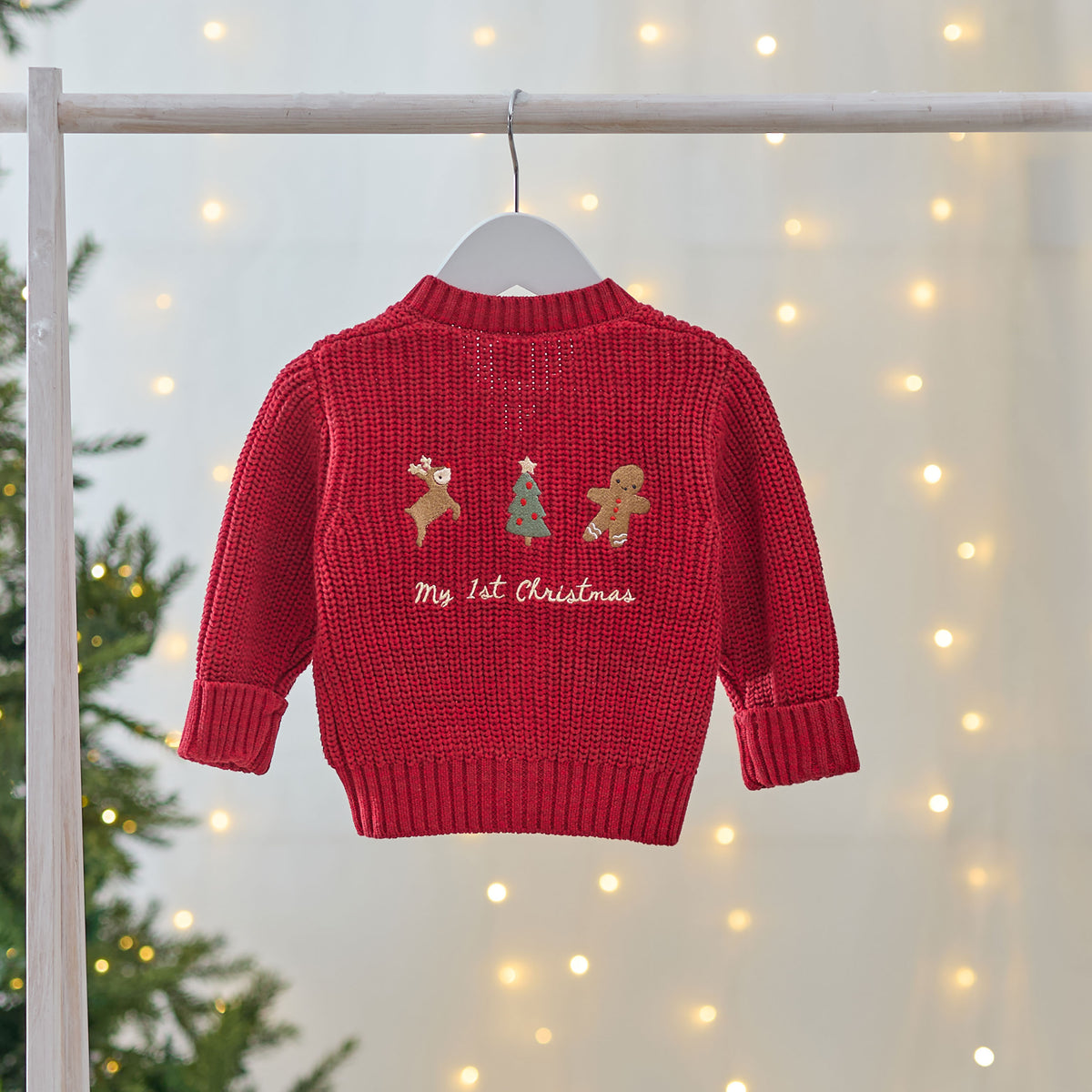 Personalised My 1st Christmas Red Cardigan