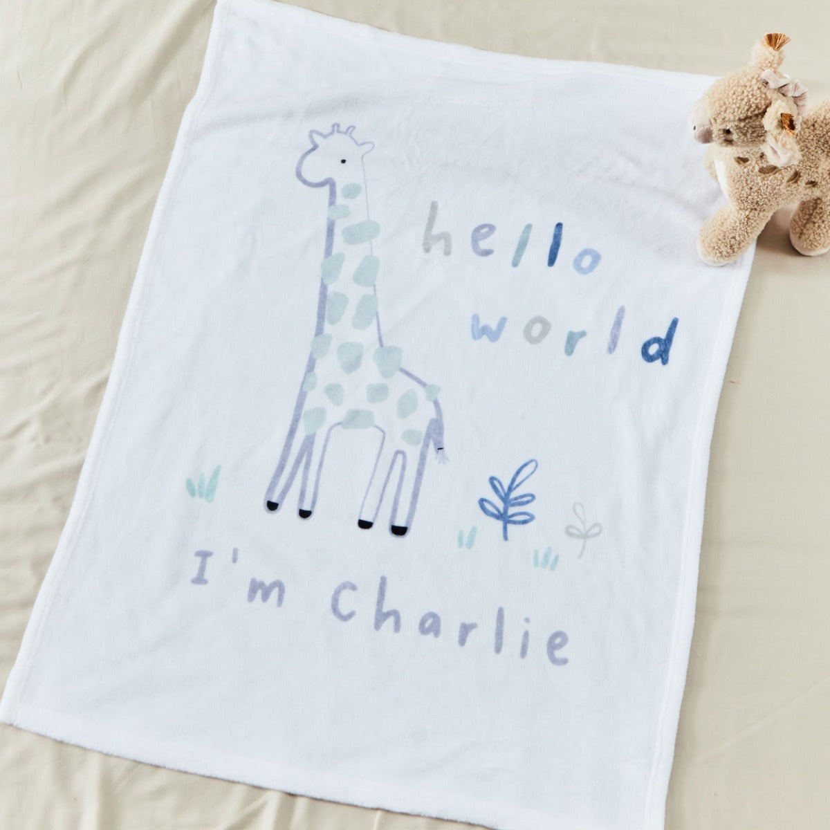 Personalized Hello World Ivory Fleece Blanket