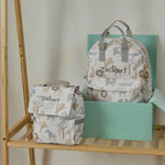 Personalised Neutral Safari Backpack & Lunchbag Set