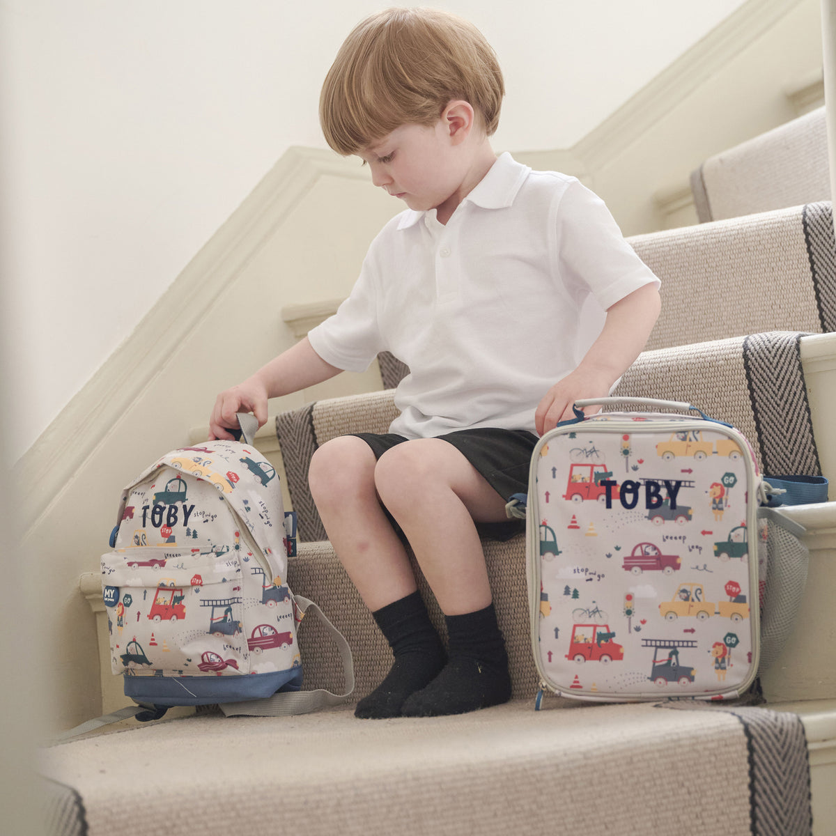 Personalised Transport Print Classic Mini Backpack
