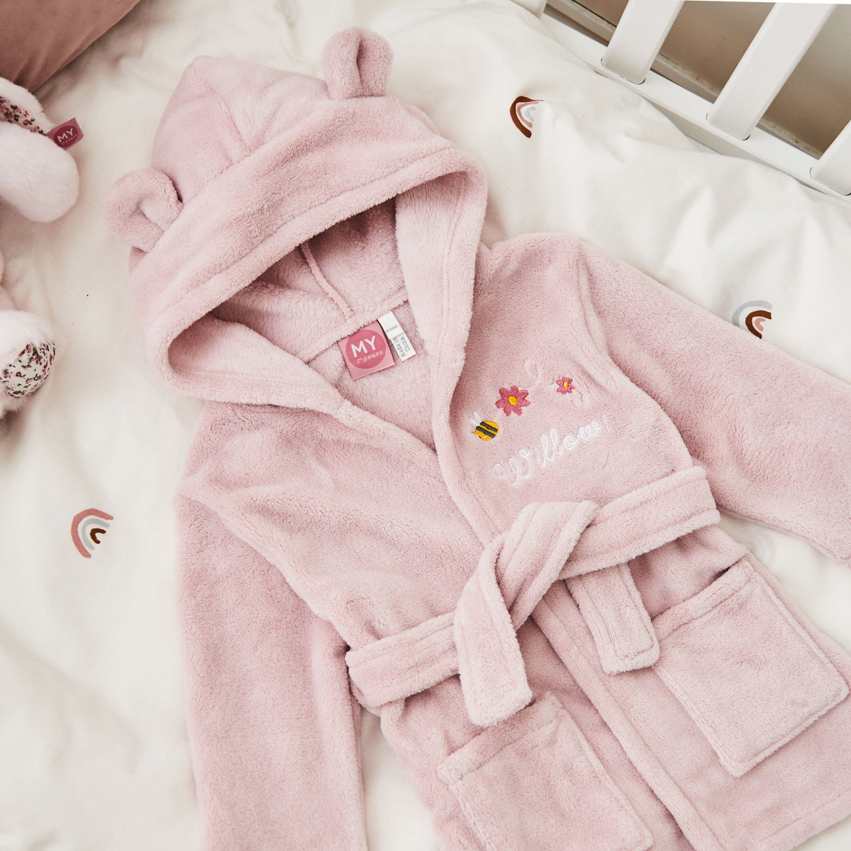 Personalized Bumblebee Design Pink Fleece Robe