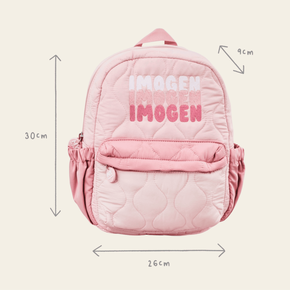 Personalised Bubble Gradient Name Pink Medium Quilted Backpack