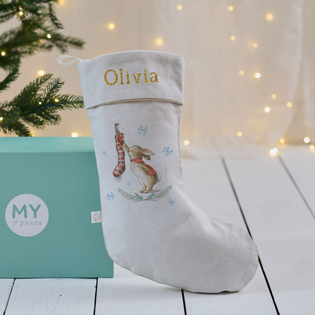 Personalised Flopsy Bunny™ Pink Christmas Stocking