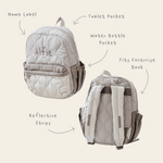 Personalised Grey Quilted Medium Backpack