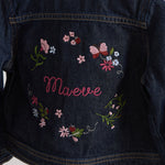 Personalised Floral Wreath Indigo Denim Jacket
