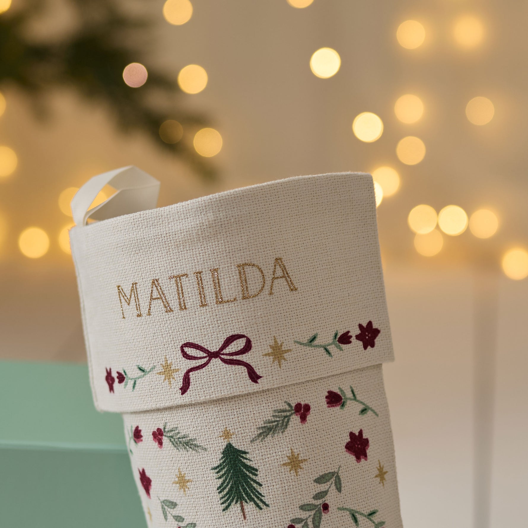 Personalised Floral Christmas Tree Stocking