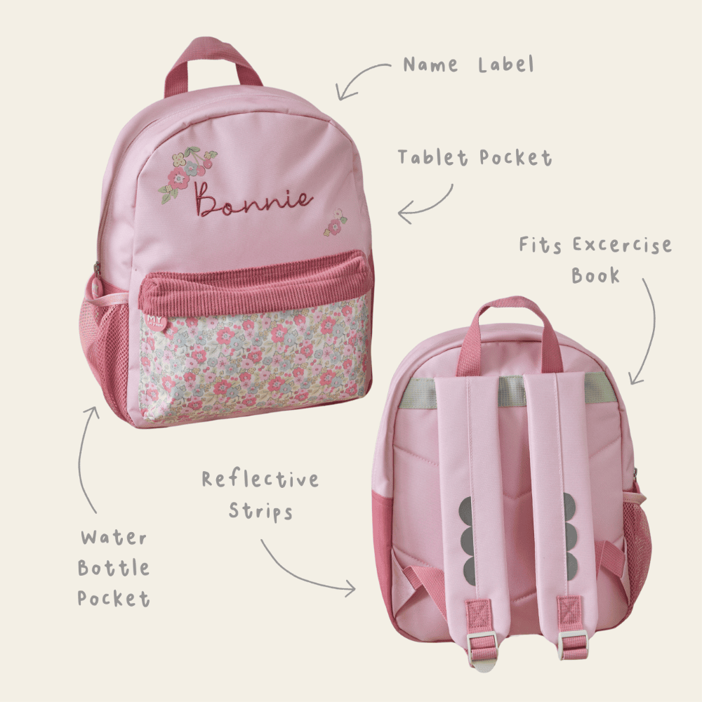 Personalised Cottage Ditsy Print Pocket Medium Backpack