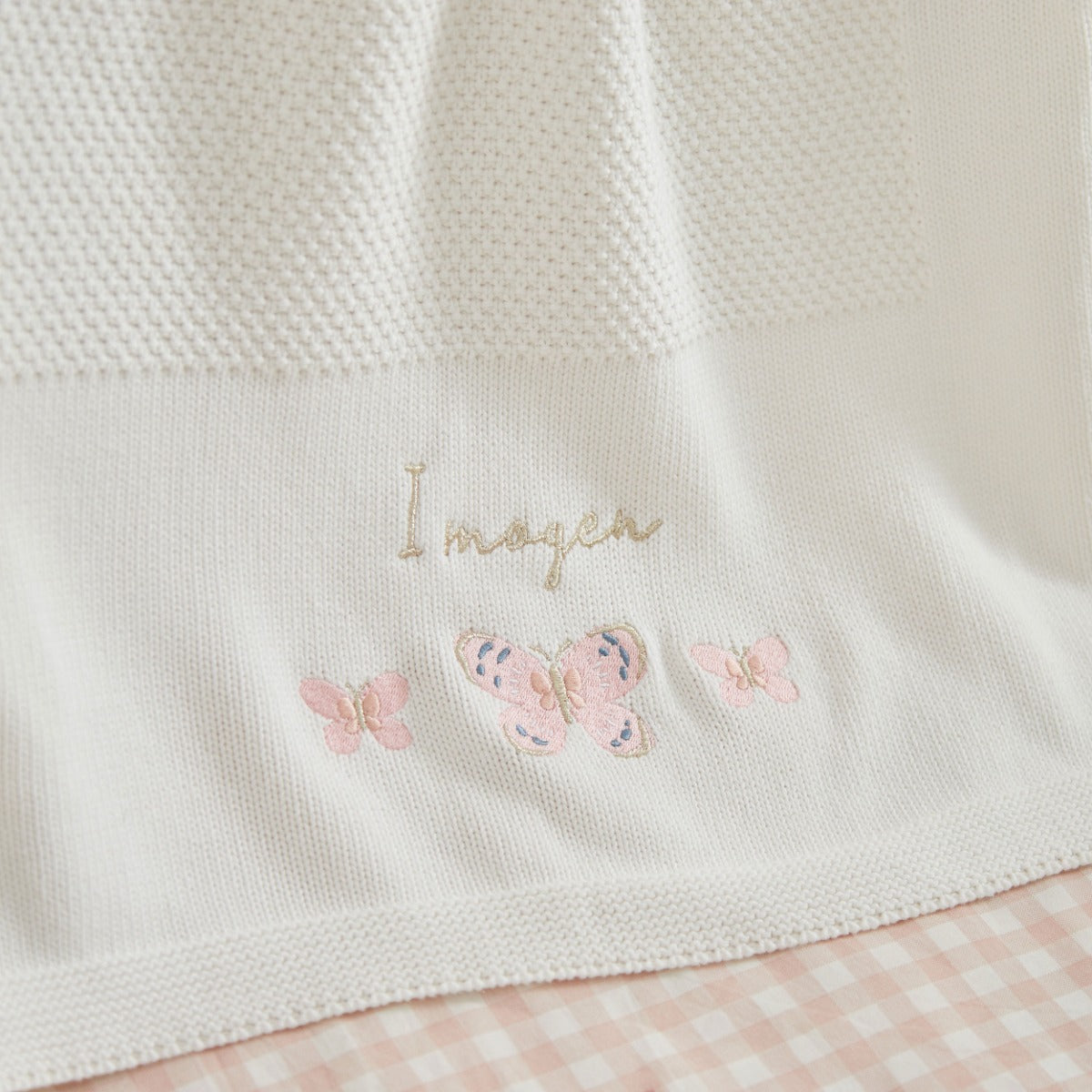 Personalized Pink Butterfly Ivory Shawl