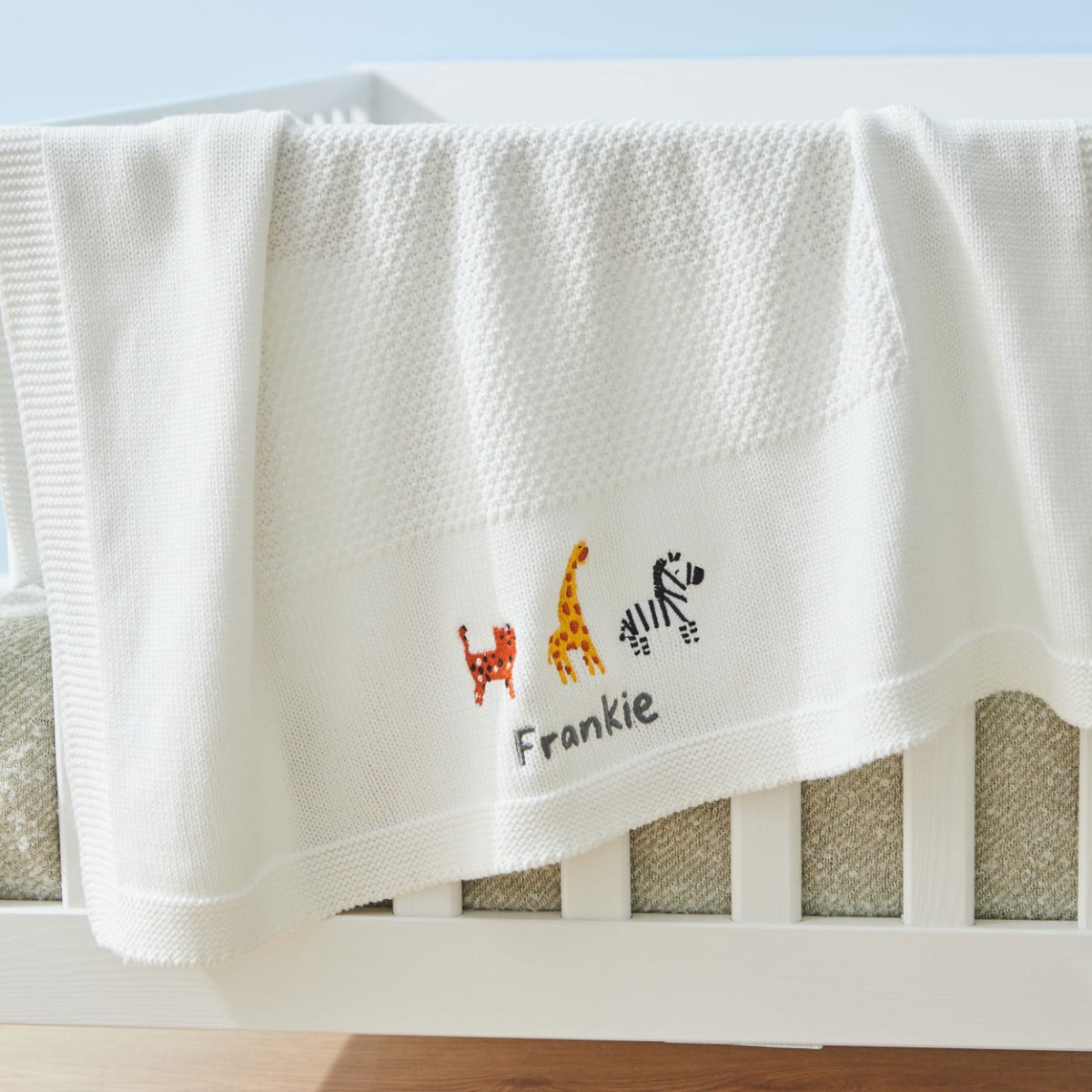 Personalized Safari Ivory Knitted Shawl 