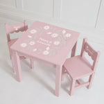 Personalised Daisy Pink Scalloped Table and 2 Chairs Set FSC®