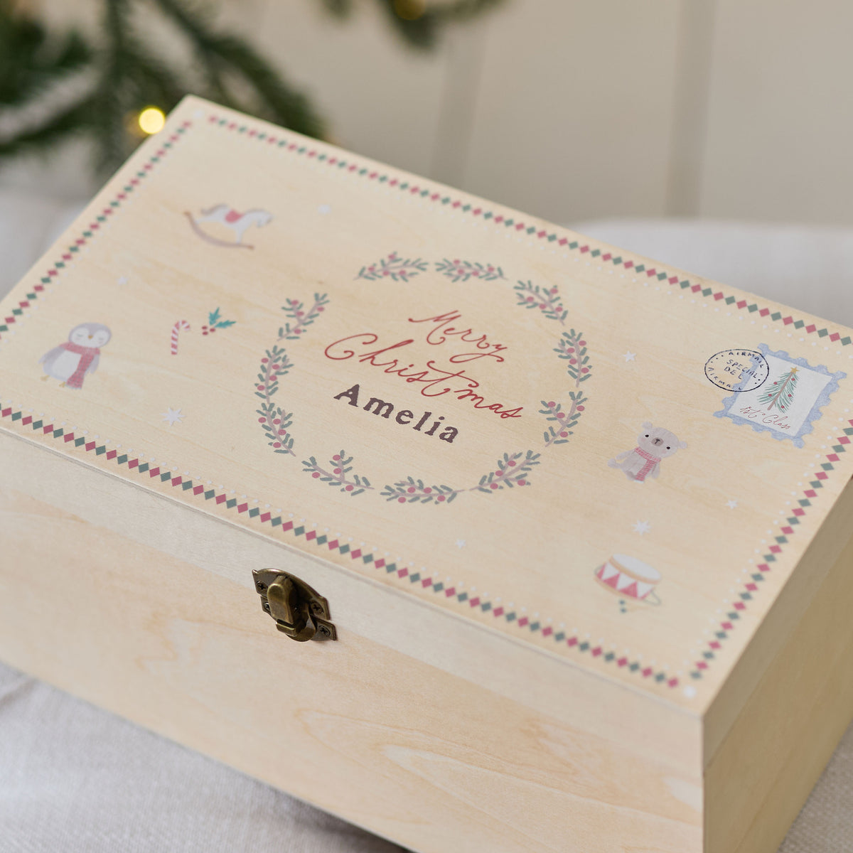 Personalised Heritage Christmas Wooden Keepsake Box FSC®