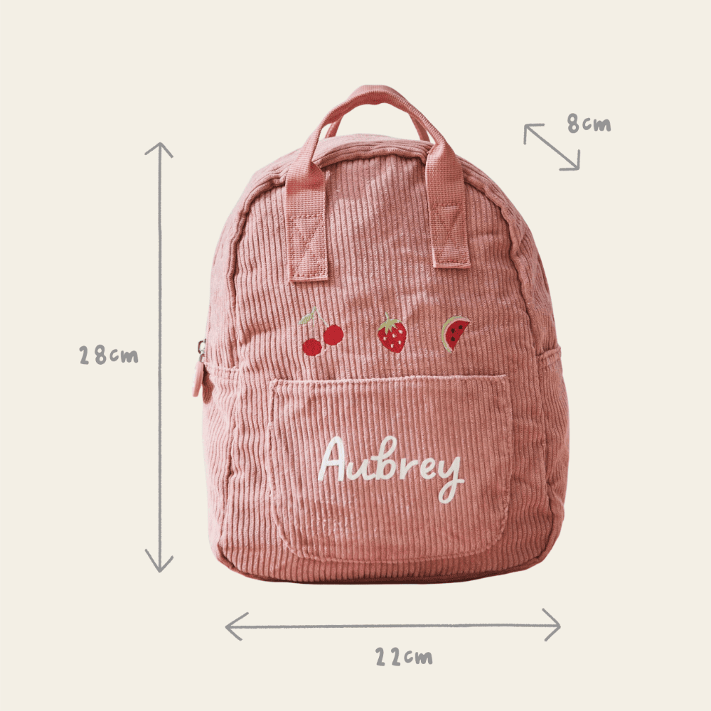Fruit Design Pink Cord Mini Backpack