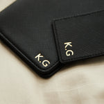 Personalised Embossed Passport Holder and Luggage Tag in Black by Made Yours