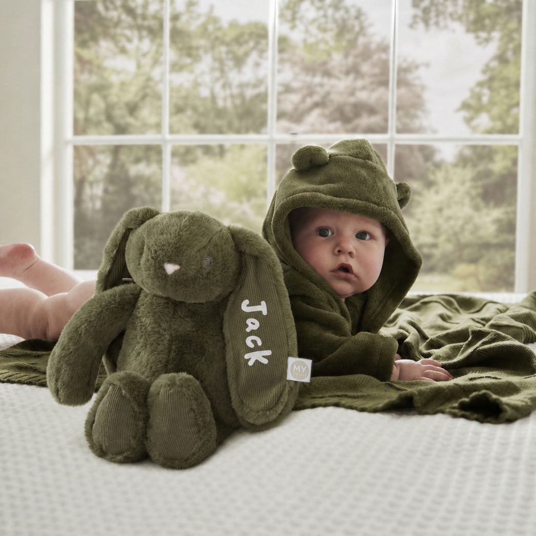 Personalised Spruce Green Fleece Robe