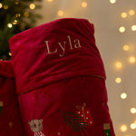 Personalised Embroidery Detailed Christmas Sack and Stocking Gift Set
