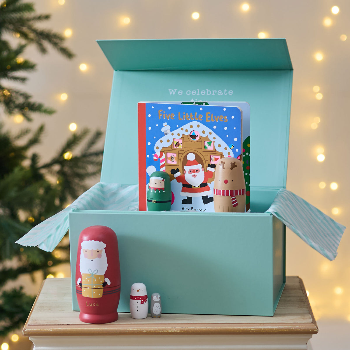 Personalised Christmas Nesting Dolls Read and Play Gift Set