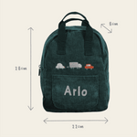 Personalised Transport Forest Green Cord Mini Backpack