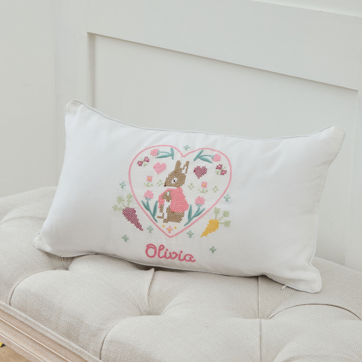 Personalised Flopsy™ Bunny Cross Stitch Cushion