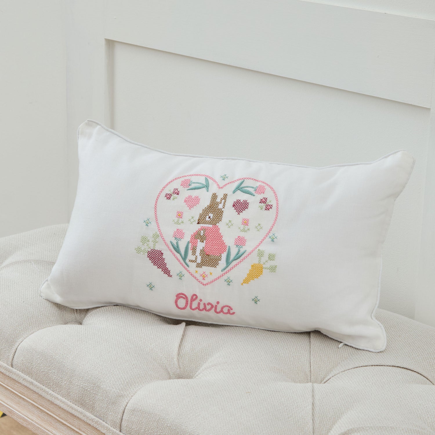 Personalised Flopsy™ Bunny Cross Stitch Cushion