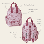 Personalised Pink and Burgundy Star Pocket Medium Backpack