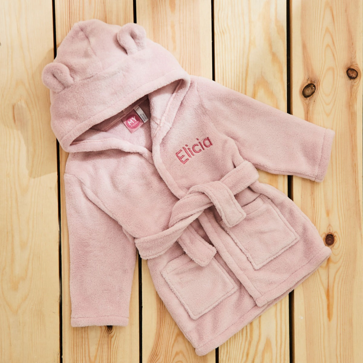 Personalized Pink Fleece Robe with Ears