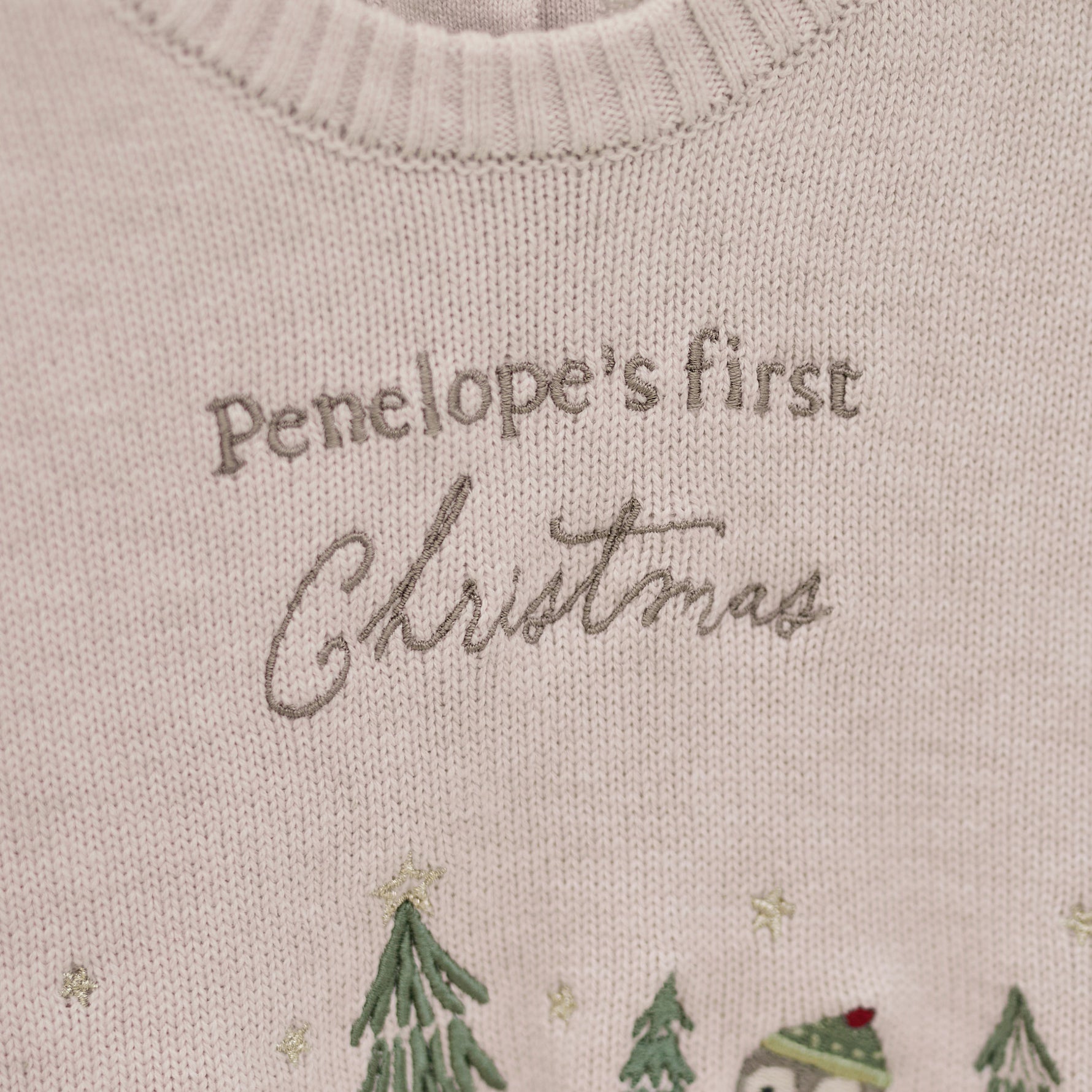 Personalised My 1st Christmas Penguin Oatmeal Jumper