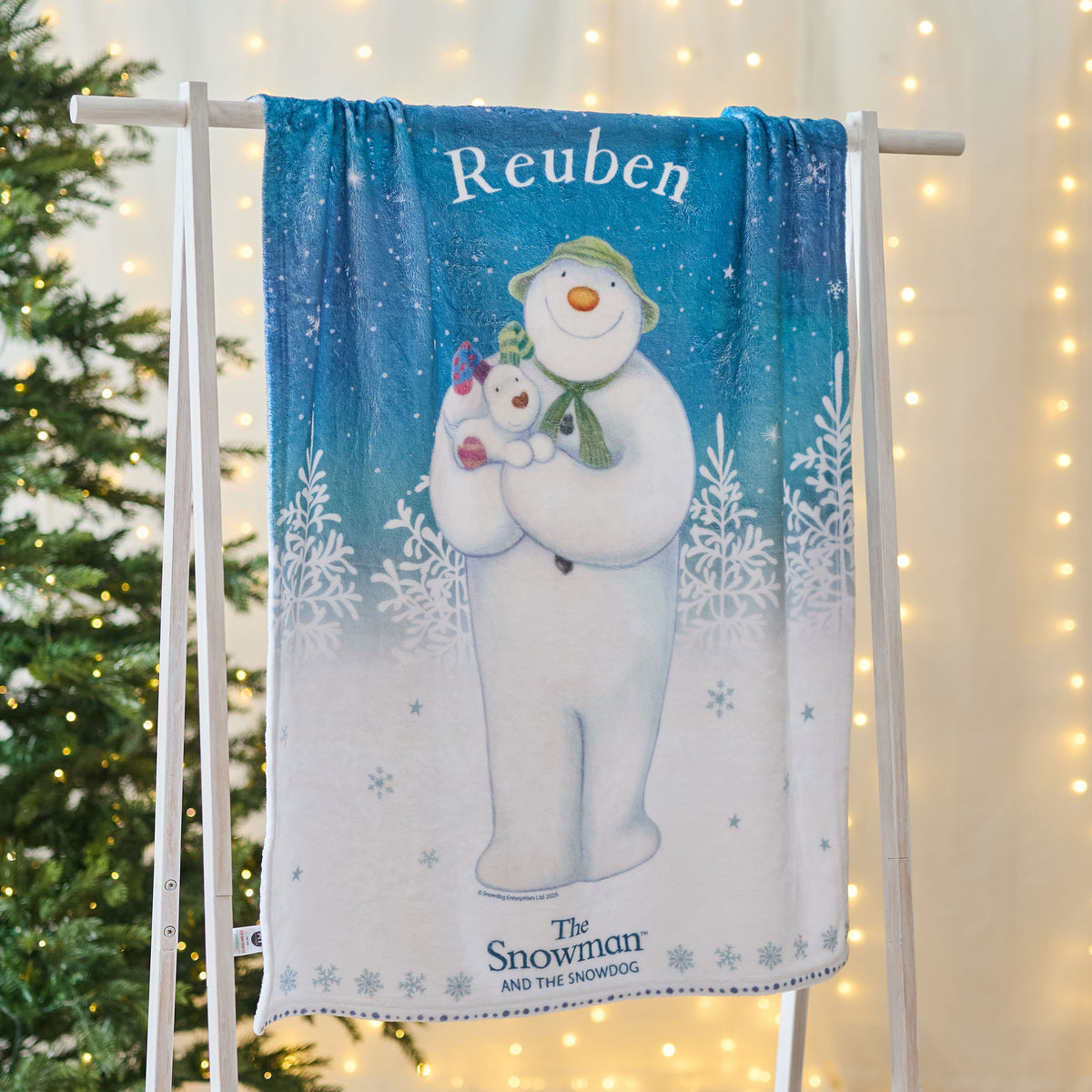 Personalised The Snowman™ and Snowdog Fleece Blanket