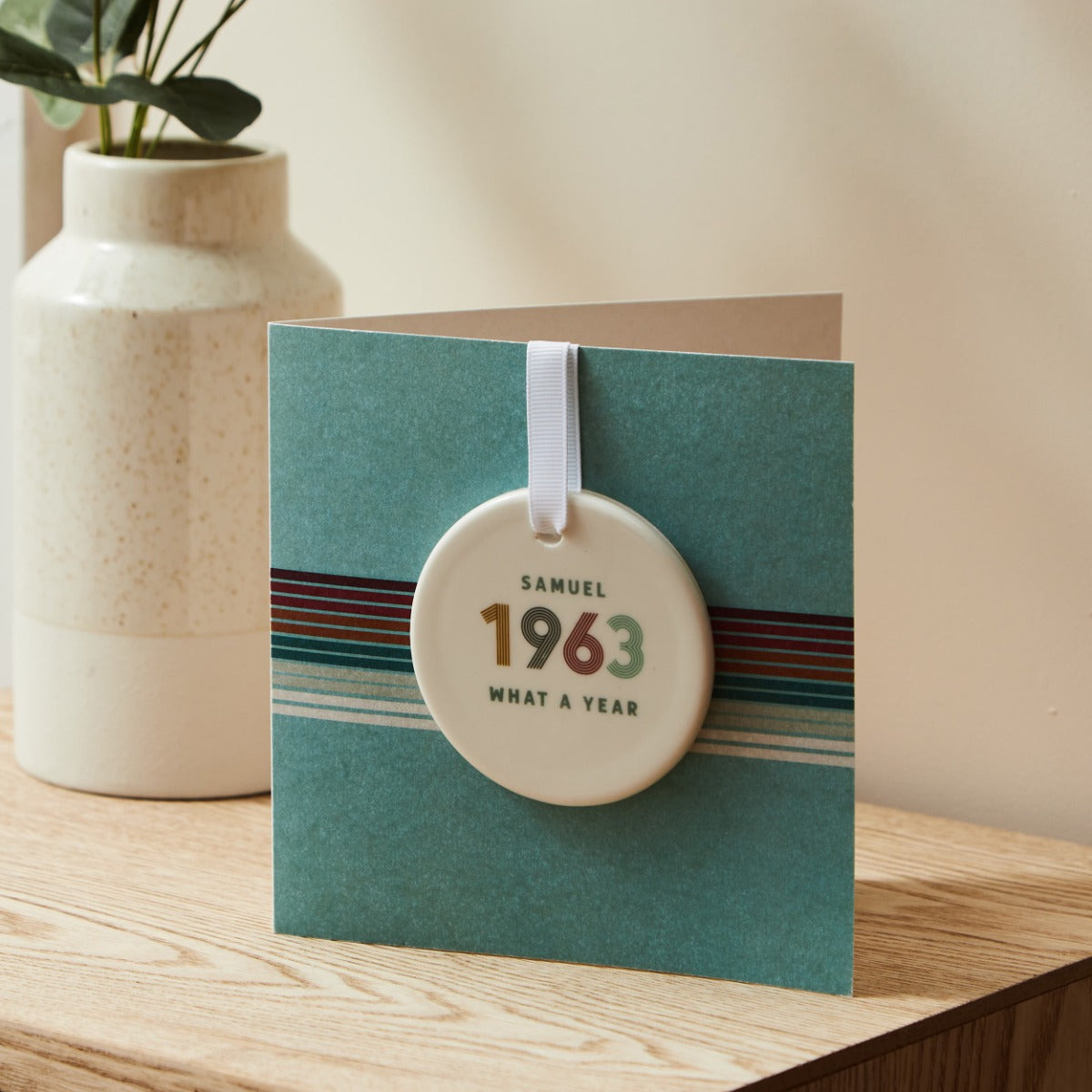 Personalised What a Year Retro Ceramic Decoration by Made Yours