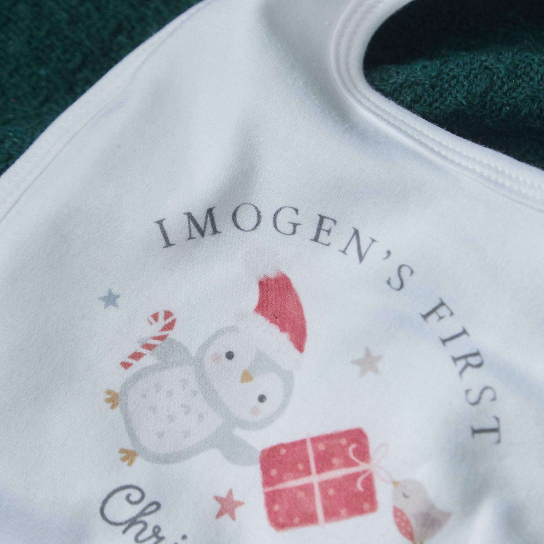 Personalised First Christmas Penguin Bib