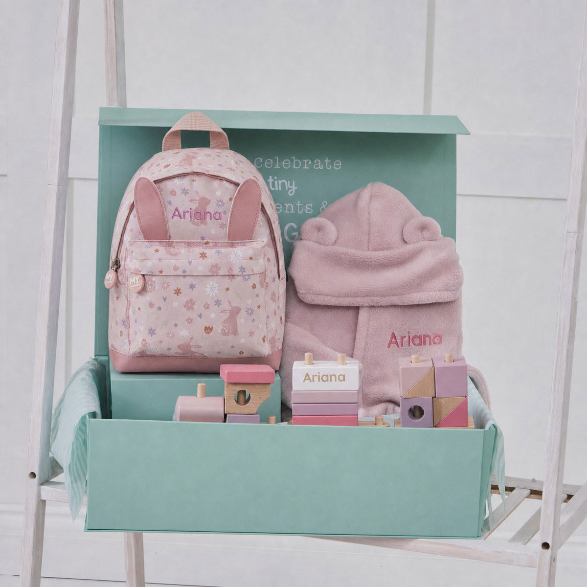 Personalized Pink Little Traveller My 1st Birthday Gift Set