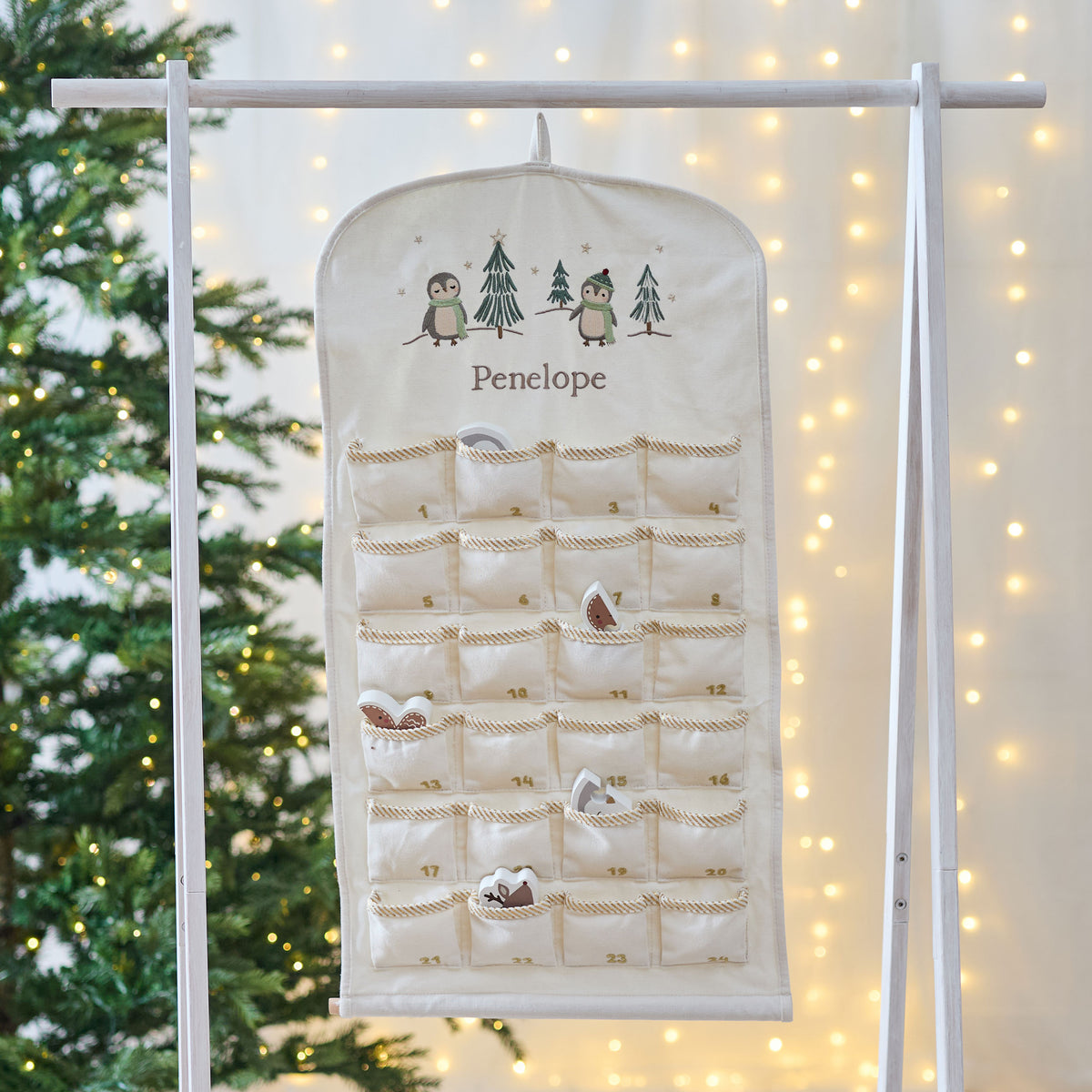 Personalised Penguin Scene Fabric Advent Calendar