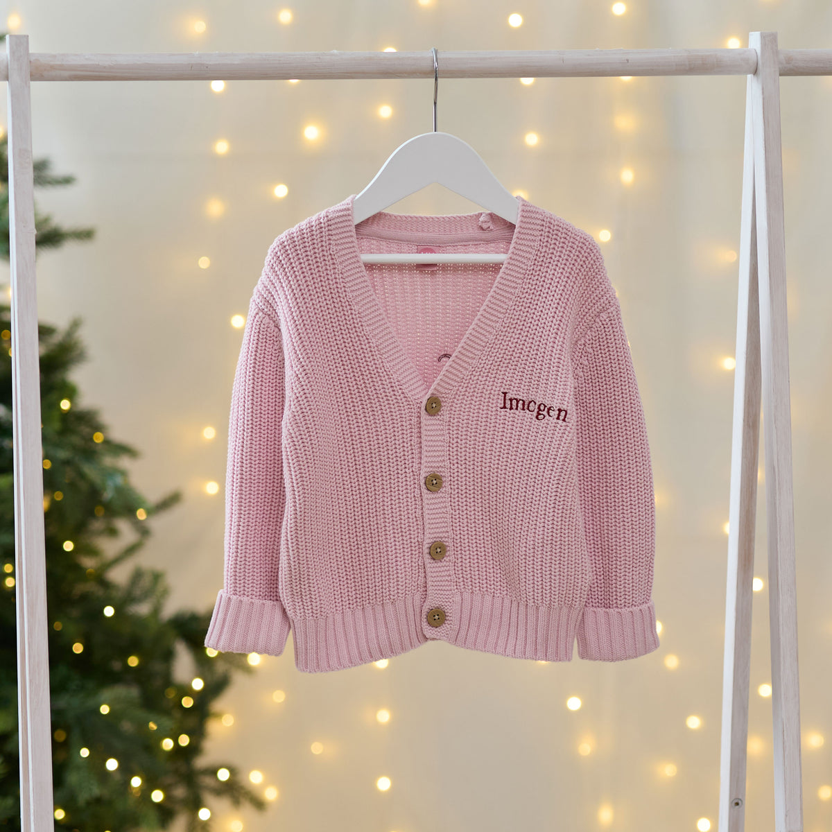 Personalised Santa Baby Pink Cardigan