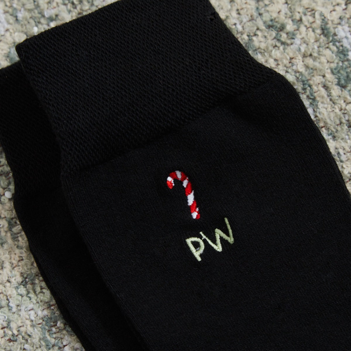 Personalised Candy Cane Black Socks